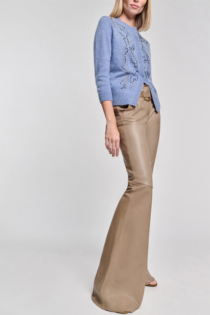 Dorothee Schumacher Flared Pants aus Lammleder dark sand