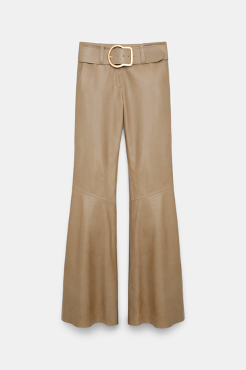 Dorothee Schumacher Flared Pants aus Lammleder dark sand