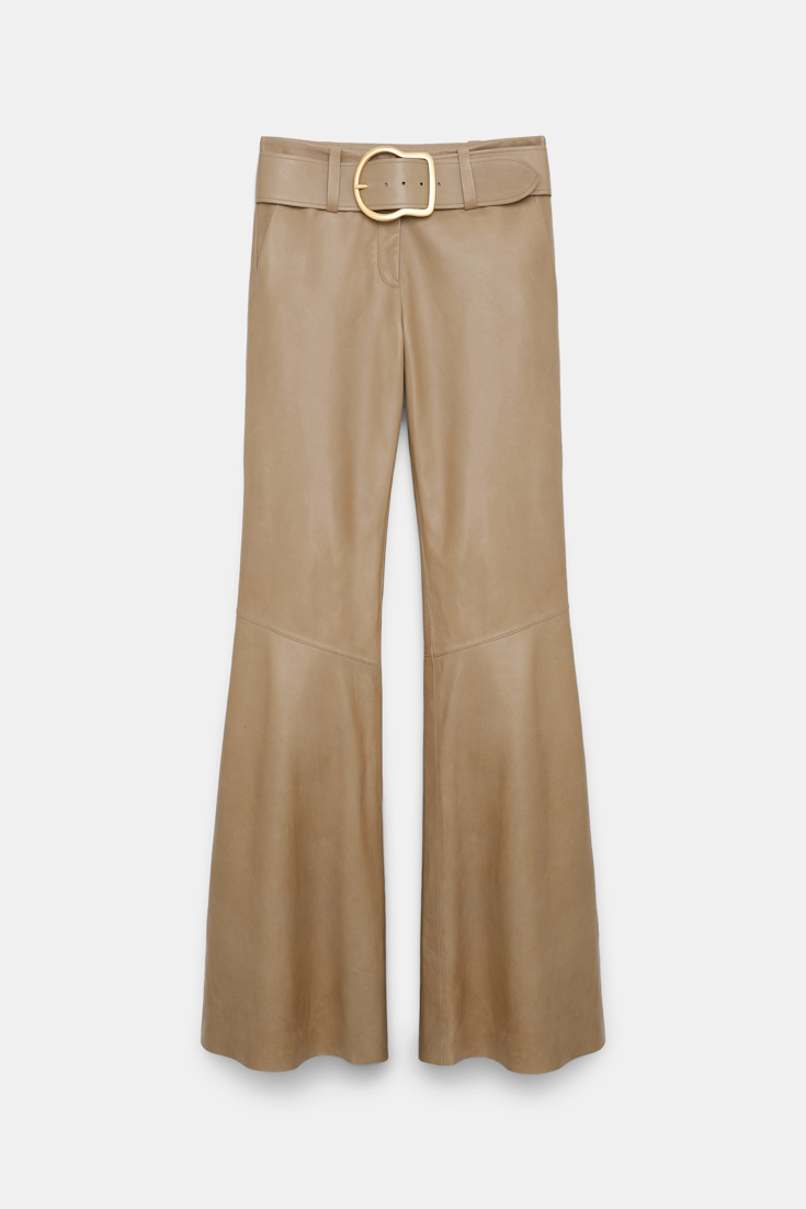 Dorothee Schumacher Flared Pants aus Lammleder dark sand