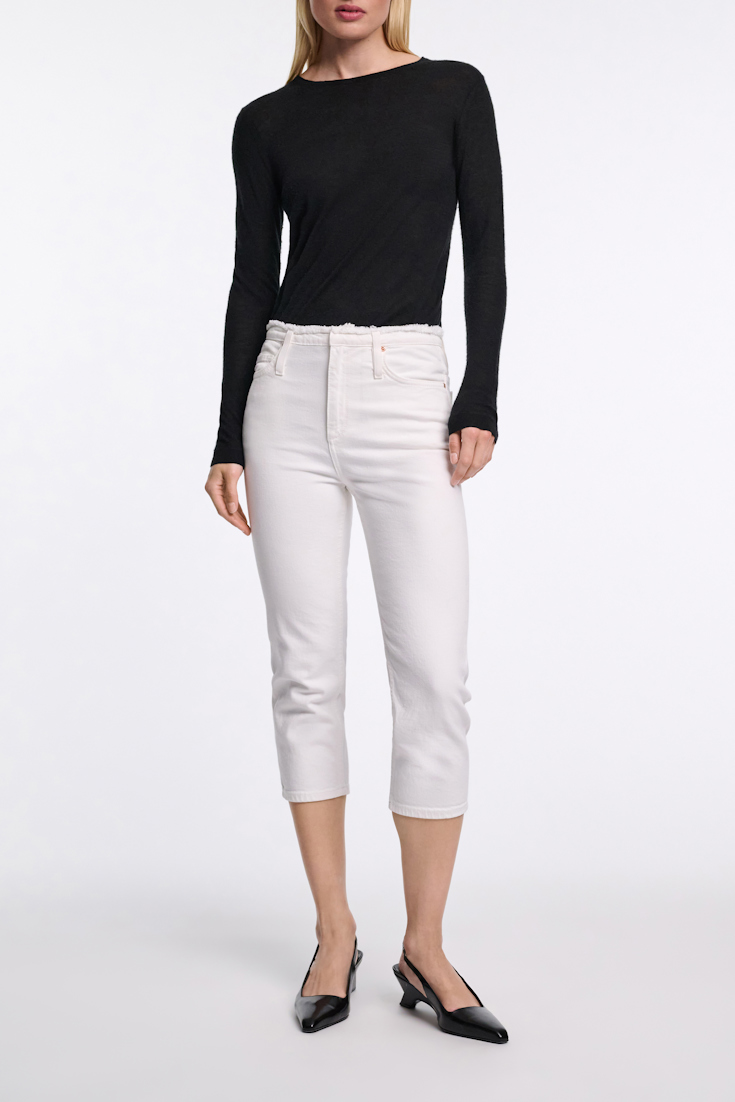 DENIM ATTRACTION I pants Dorothee Schumacher Fitted capri jeans with frayed waist pure white