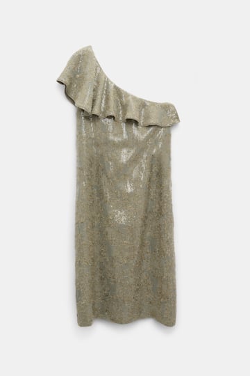 Dorothee Schumacher Asymmetisches Paillettenkleid olive grey