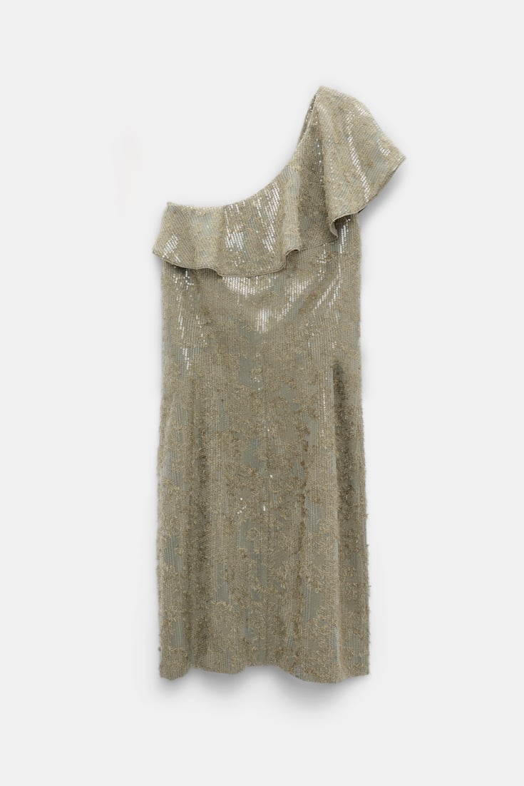 Dorothee Schumacher Asymmetisches Paillettenkleid olive grey