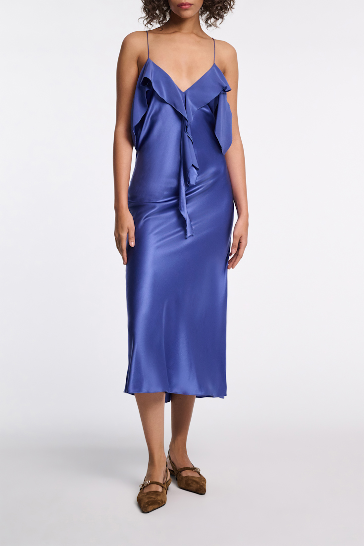 Dorothee Schumacher Midi Kleid aus Seiden-Satin milky cornflower