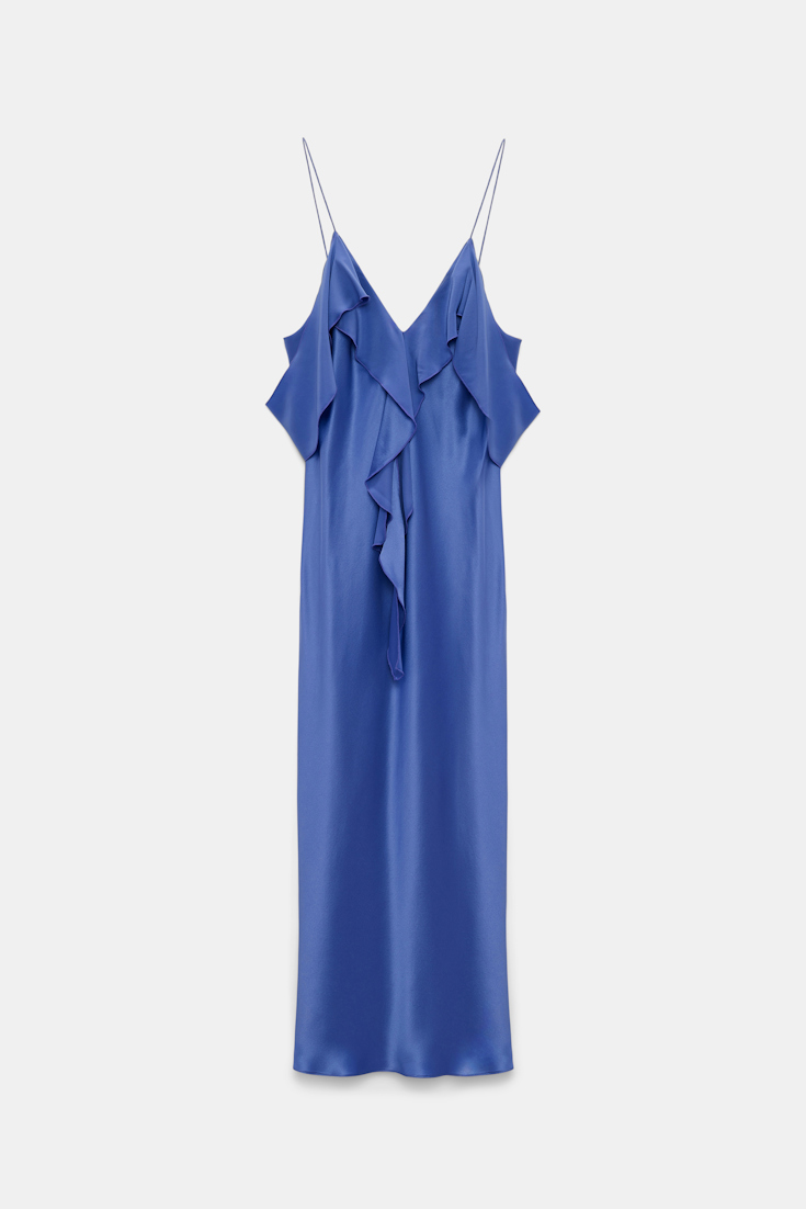 Dorothee Schumacher Midi Kleid aus Seiden-Satin milky cornflower