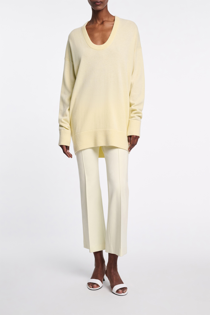Dorothee Schumacher Verkürzte Hose mit ausgestelltem Bein aus Punto Milano light lemon