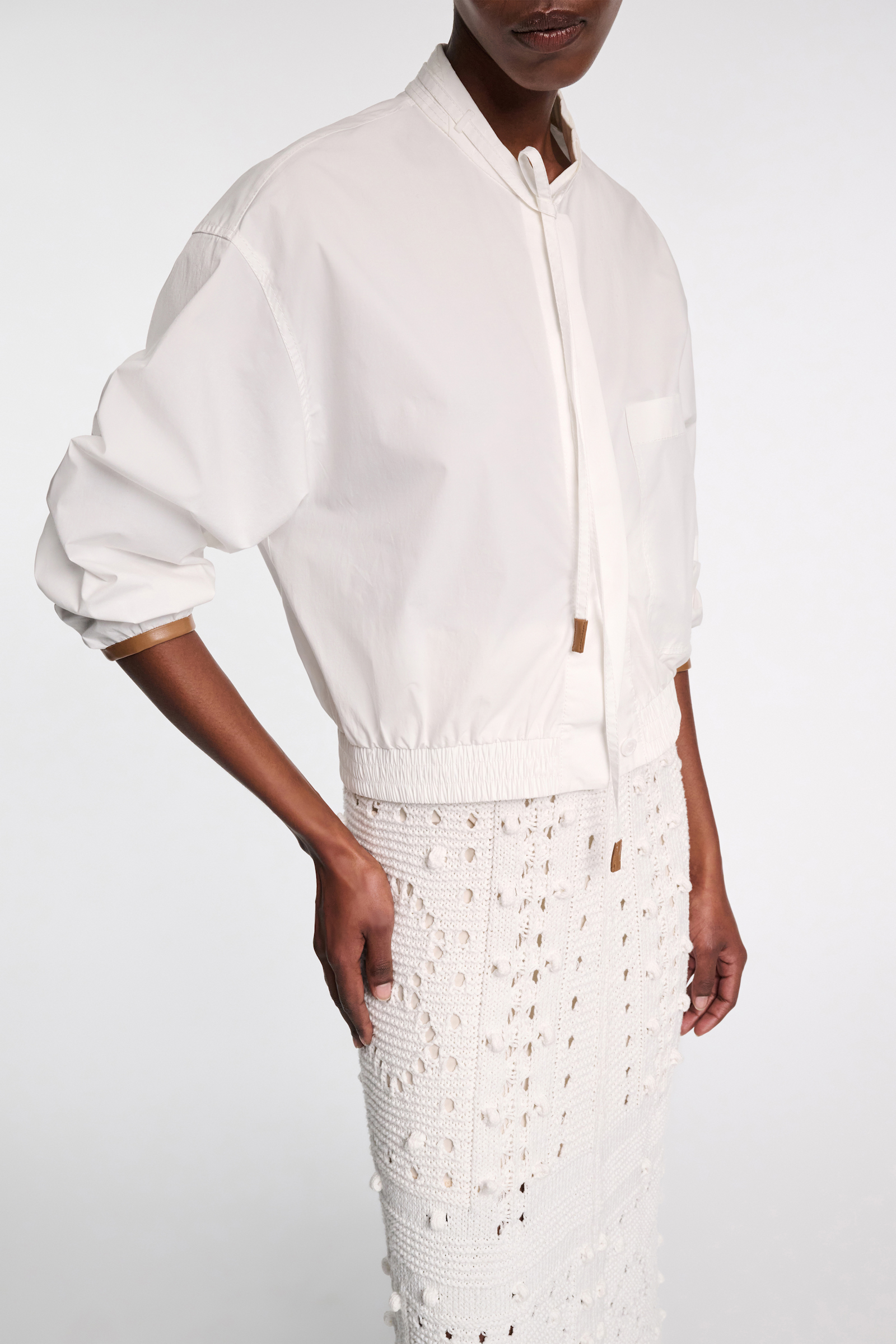 Dorothee Schumacher Blouson Bluse aus Baumwoll-Popeline pure white