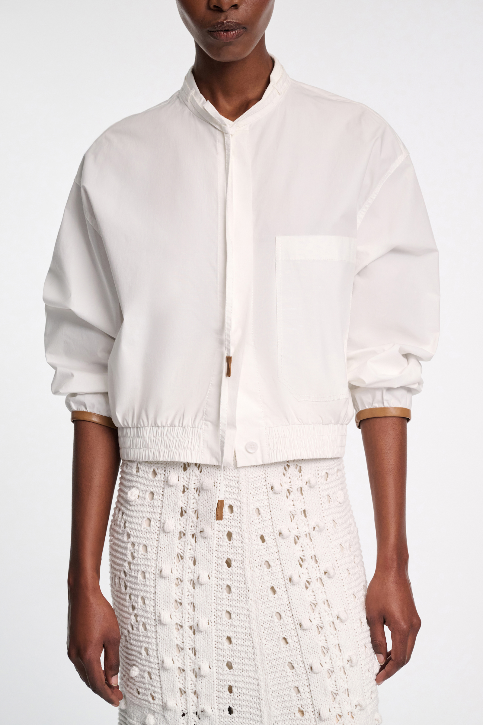 Dorothee Schumacher Blouson Bluse aus Baumwoll-Popeline pure white
