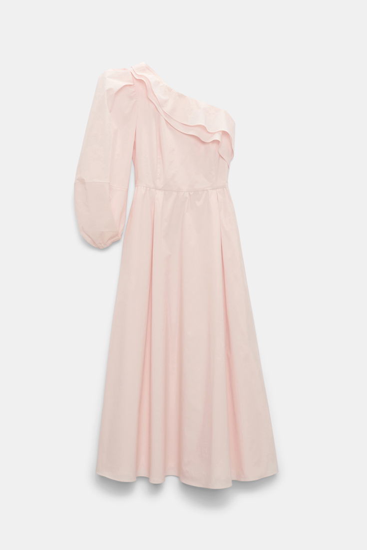 Dorothee Schumacher Asymmetrisches Midi-Kleid mit Maxi-Blumenbrosche light rose