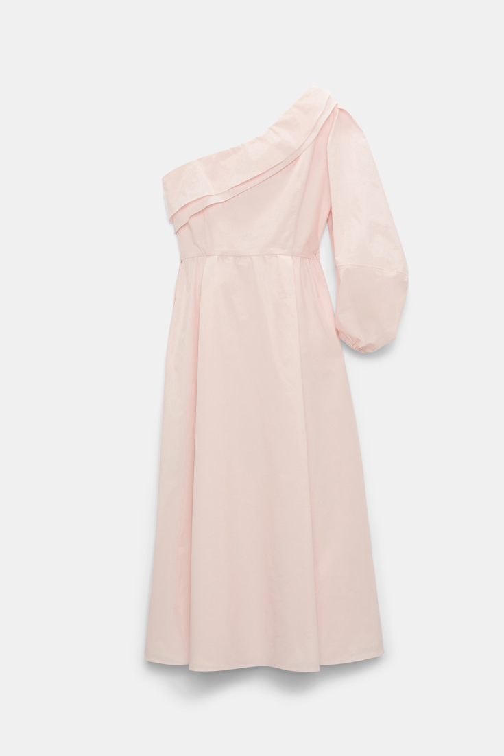 Dorothee Schumacher Asymmetrisches Midi-Kleid mit Maxi-Blumenbrosche light rose