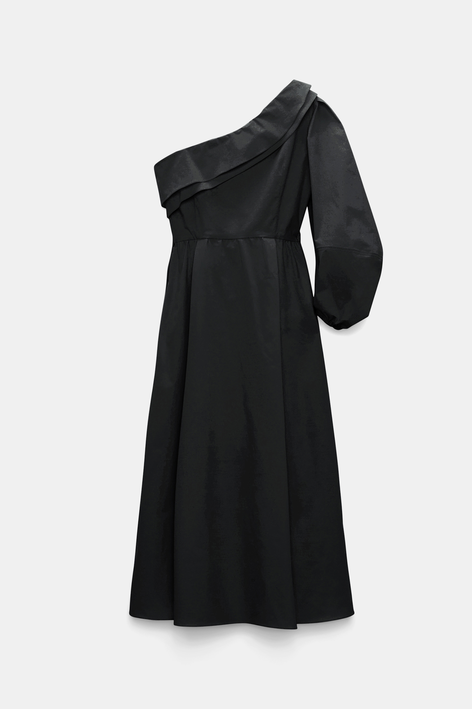 Dorothee Schumacher Asymmetrisches Midi-Kleid mit Maxi-Blumenbrosche pure black