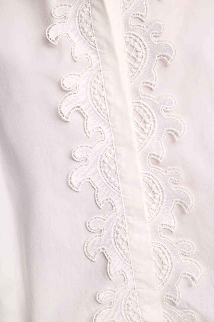 Dorothee Schumacher Bluse mit Spitzendetail aus Baumwoll-Popeline pure white