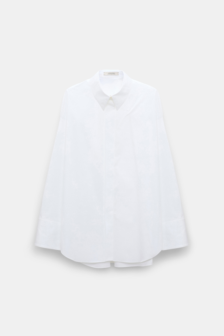Dorothee Schumacher Bluse mit Maxi-Blumenbrosche pure white
