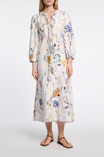 Dorothee Schumacher Midi-Kleid aus Leinen mit Signature-Print Fairy Flower Print