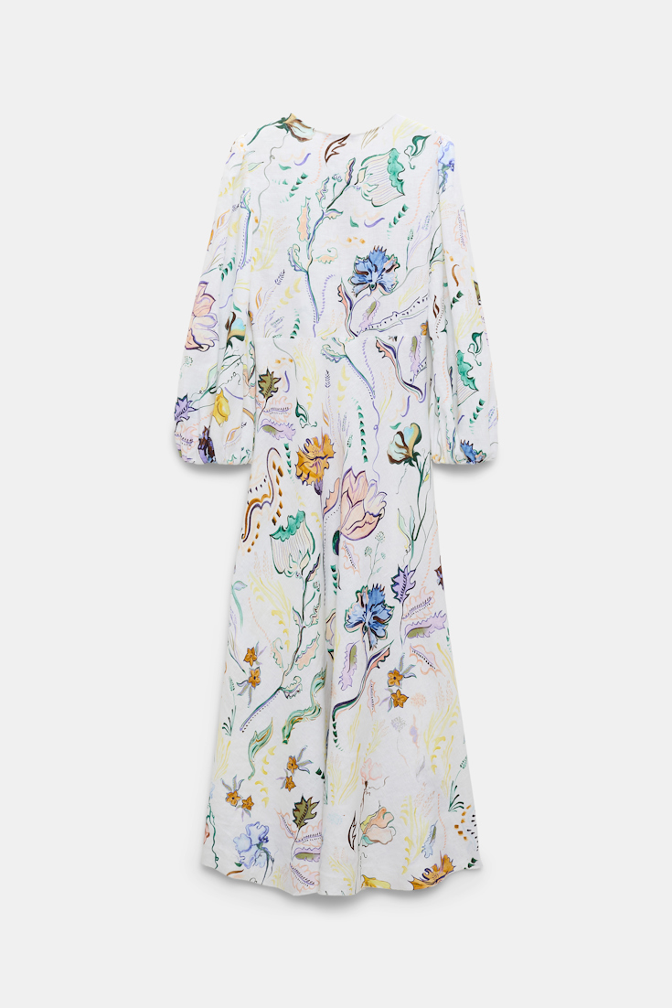 Dorothee Schumacher Midi-Kleid aus Leinen mit Signature-Print Fairy Flower Print