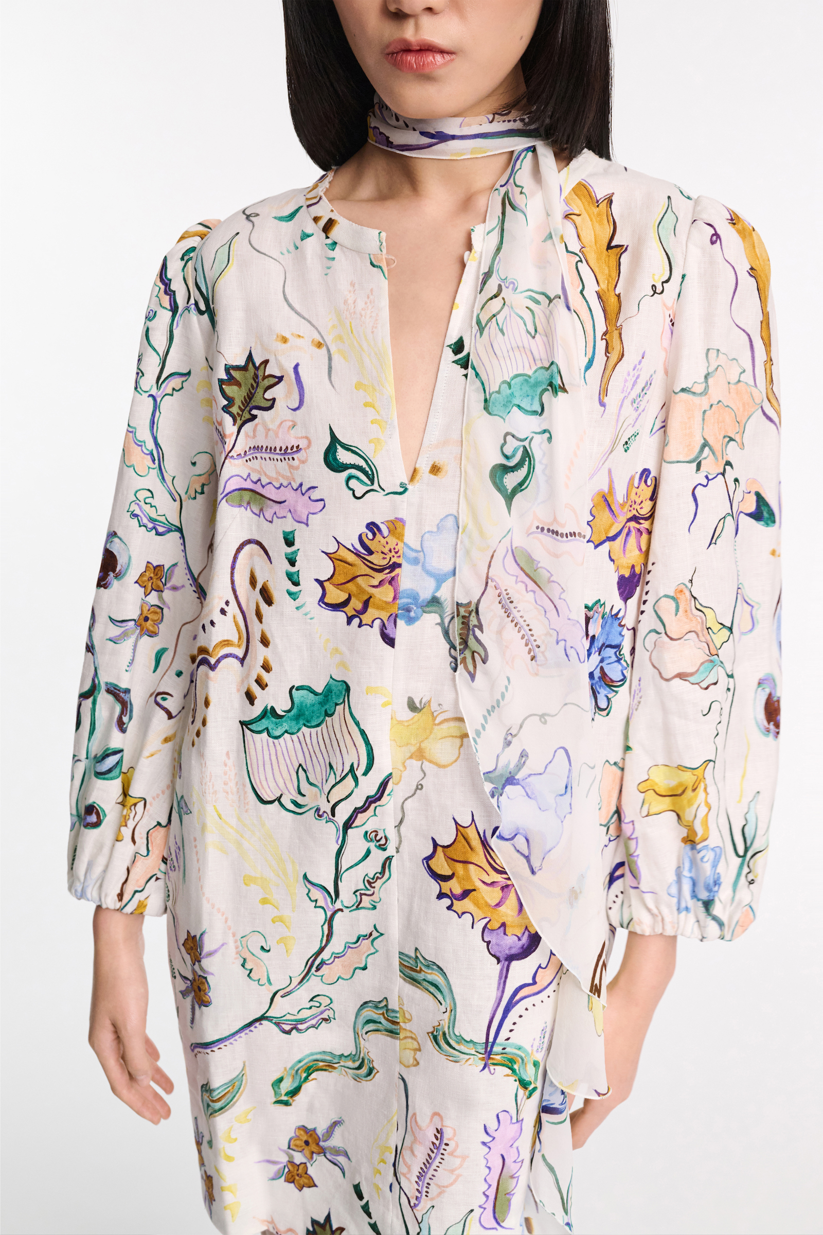 Dorothee Schumacher Shift Kleid aus Leinen mit Signature-Print Fairy Flower Print