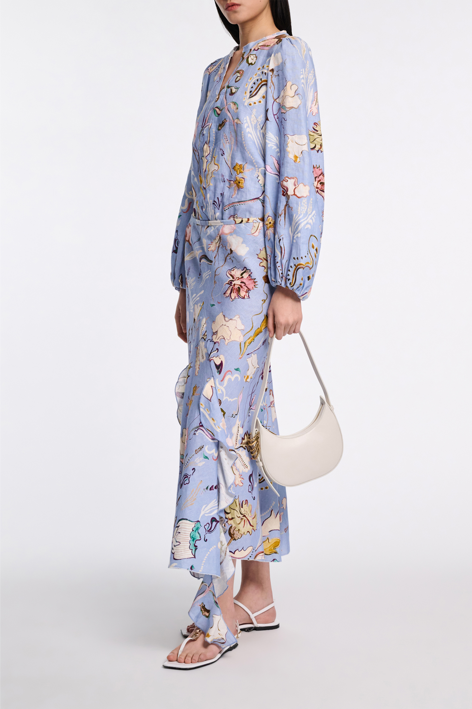 Dorothee Schumacher Printed linen slim cut blouse wicked flower blue