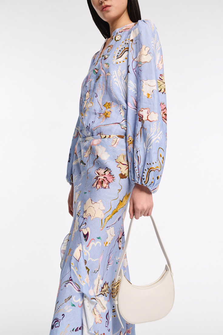 Dorothee Schumacher Printed linen slim cut blouse wicked flower blue