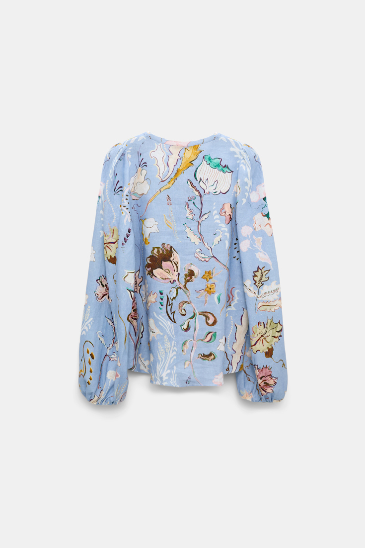 Dorothee Schumacher Printed linen slim cut blouse wicked flower blue