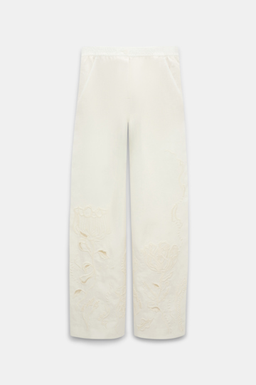 Dorothee Schumacher Hose aus besticktem Leinen camellia white