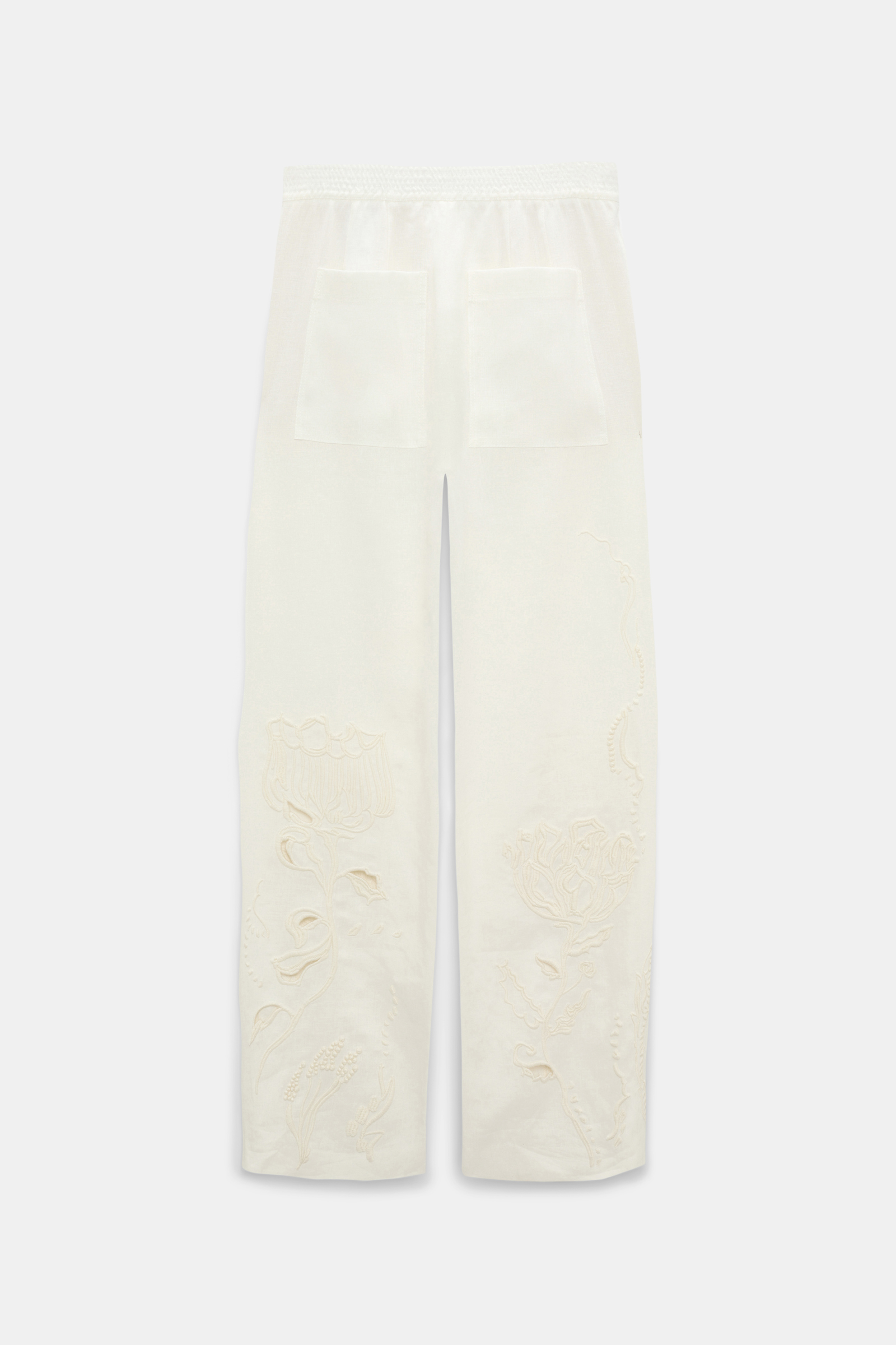Dorothee Schumacher Hose aus besticktem Leinen camellia white