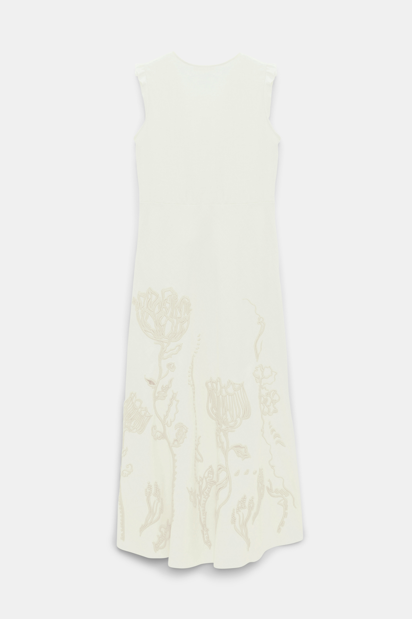 Dorothee Schumacher Linen midi dress with decorative embroidery camellia white