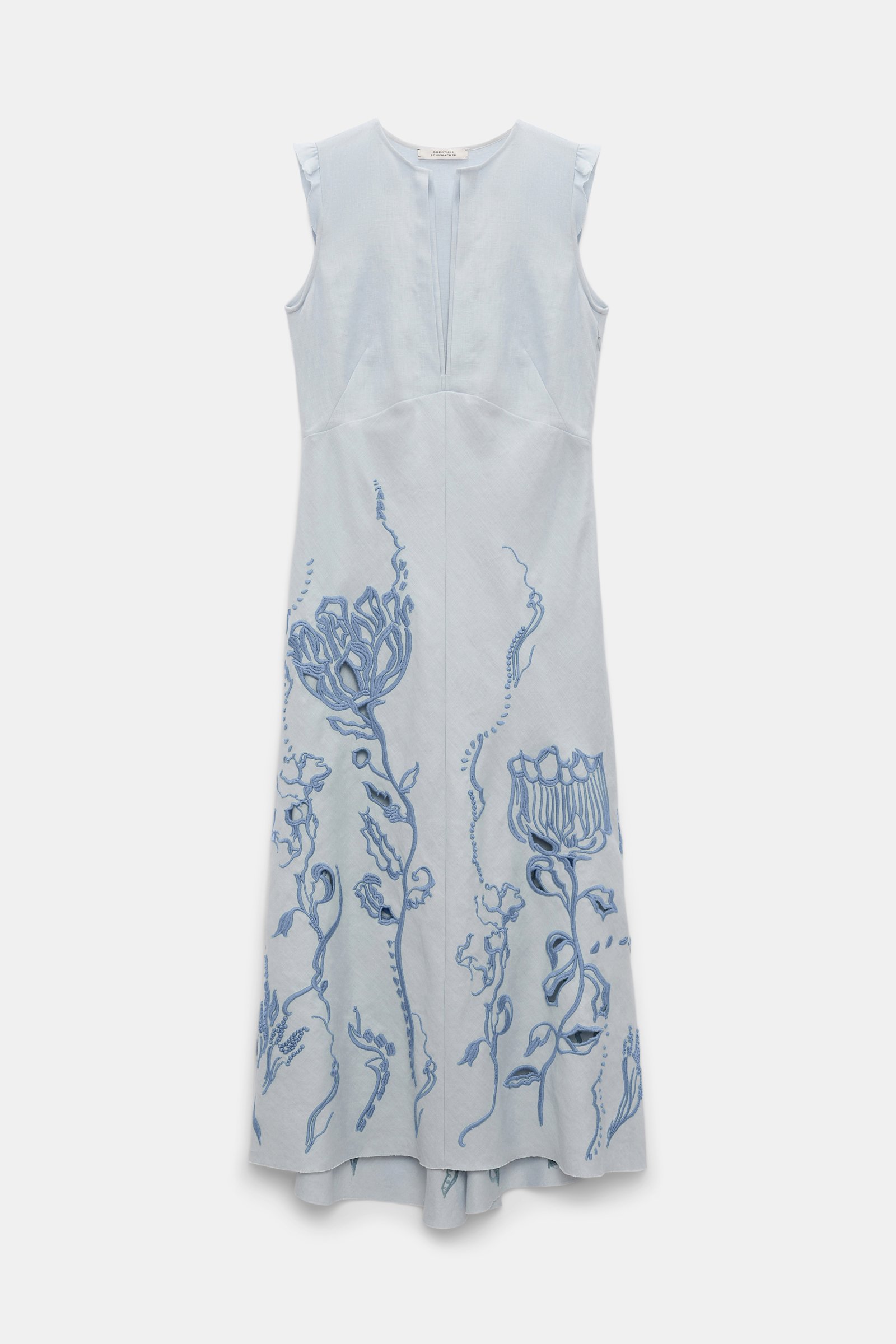 Dorothee Schumacher Armelloses Midi-Kleid aus besticktem Leinen whispering blue