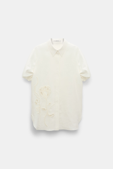 Dorothee Schumacher Bluse aus besticktem Leinen camellia white