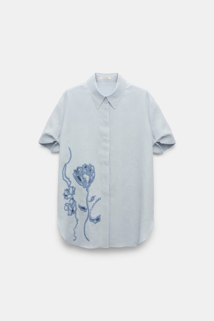 Dorothee Schumacher Bluse aus besticktem Leinen whispering blue