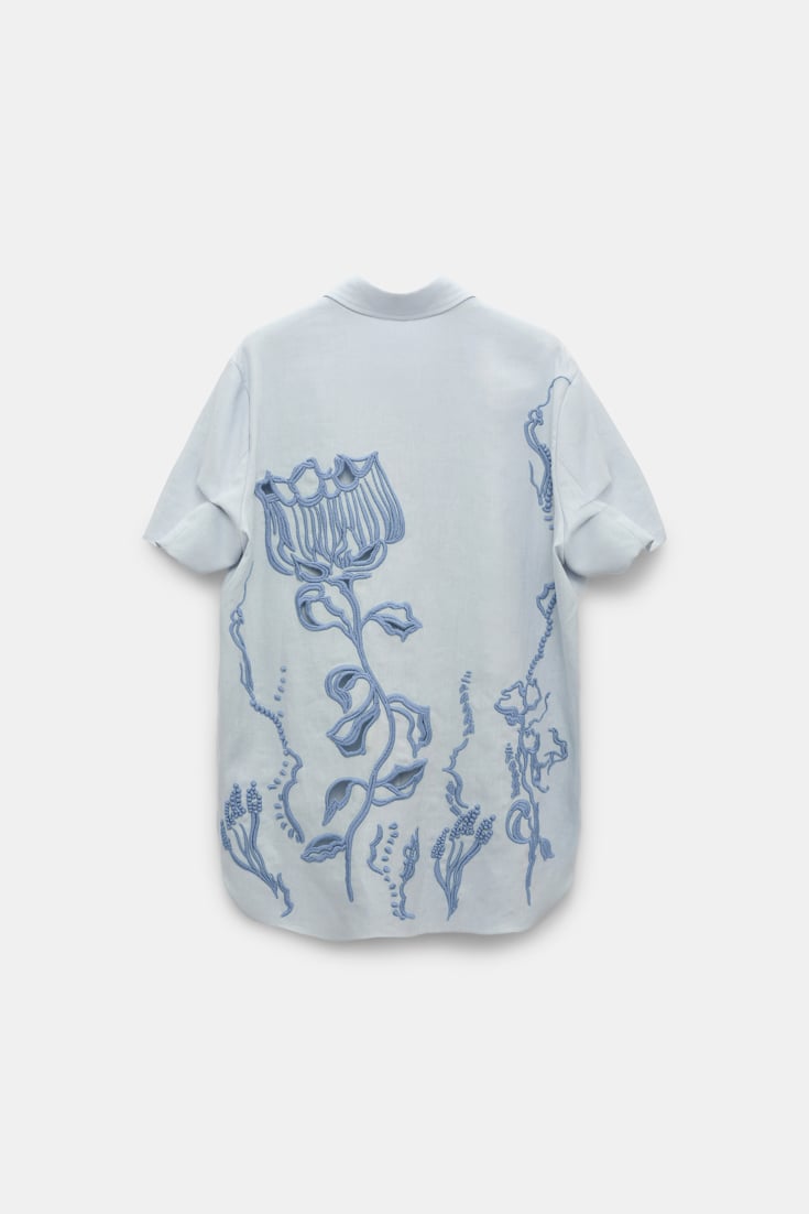 Dorothee Schumacher Bluse aus besticktem Leinen whispering blue