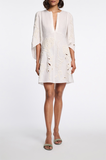 Dorothee Schumacher Kurzes Kleid aus besticktem Leinen camellia white