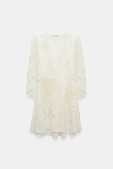 Dorothee Schumacher Kurzes Kleid aus besticktem Leinen camellia white
