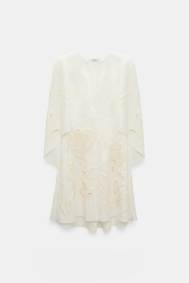 Dorothee Schumacher Kurzes Kleid aus besticktem Leinen camellia white