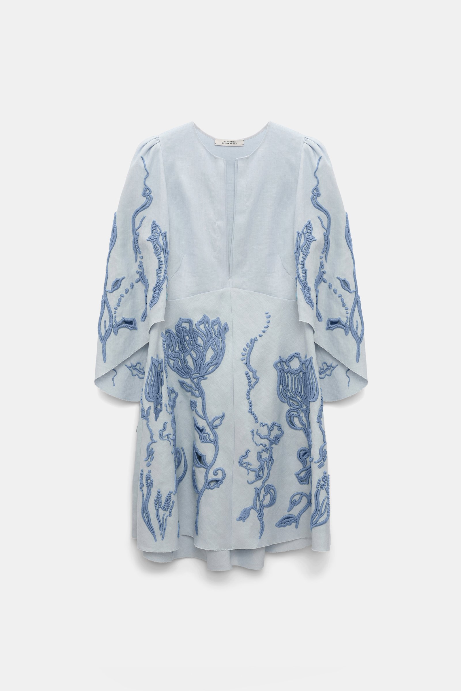 Dorothee Schumacher Kurzes Kleid aus besticktem Leinen whispering blue