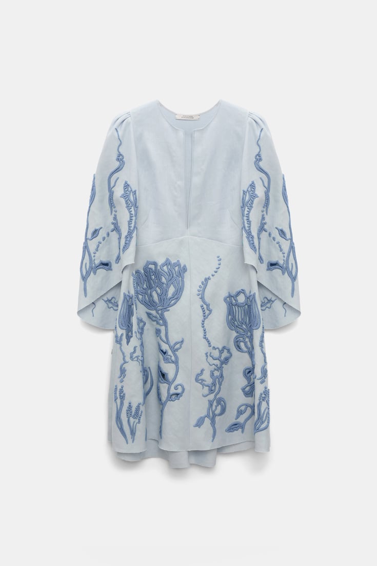 Dorothee Schumacher Kurzes Kleid aus besticktem Leinen whispering blue