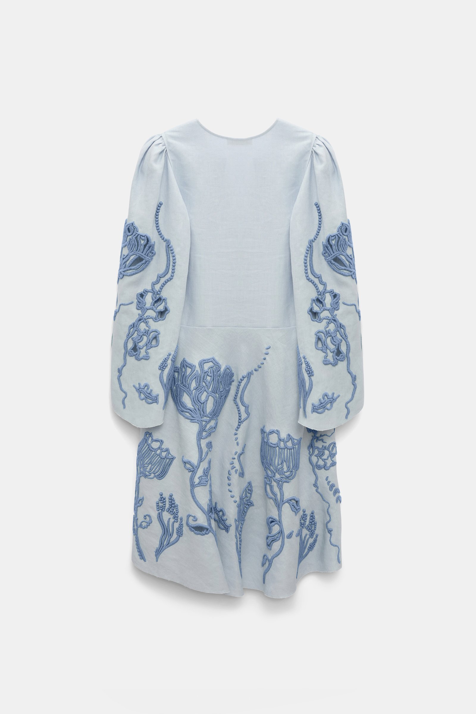 Dorothee Schumacher Kurzes Kleid aus besticktem Leinen whispering blue