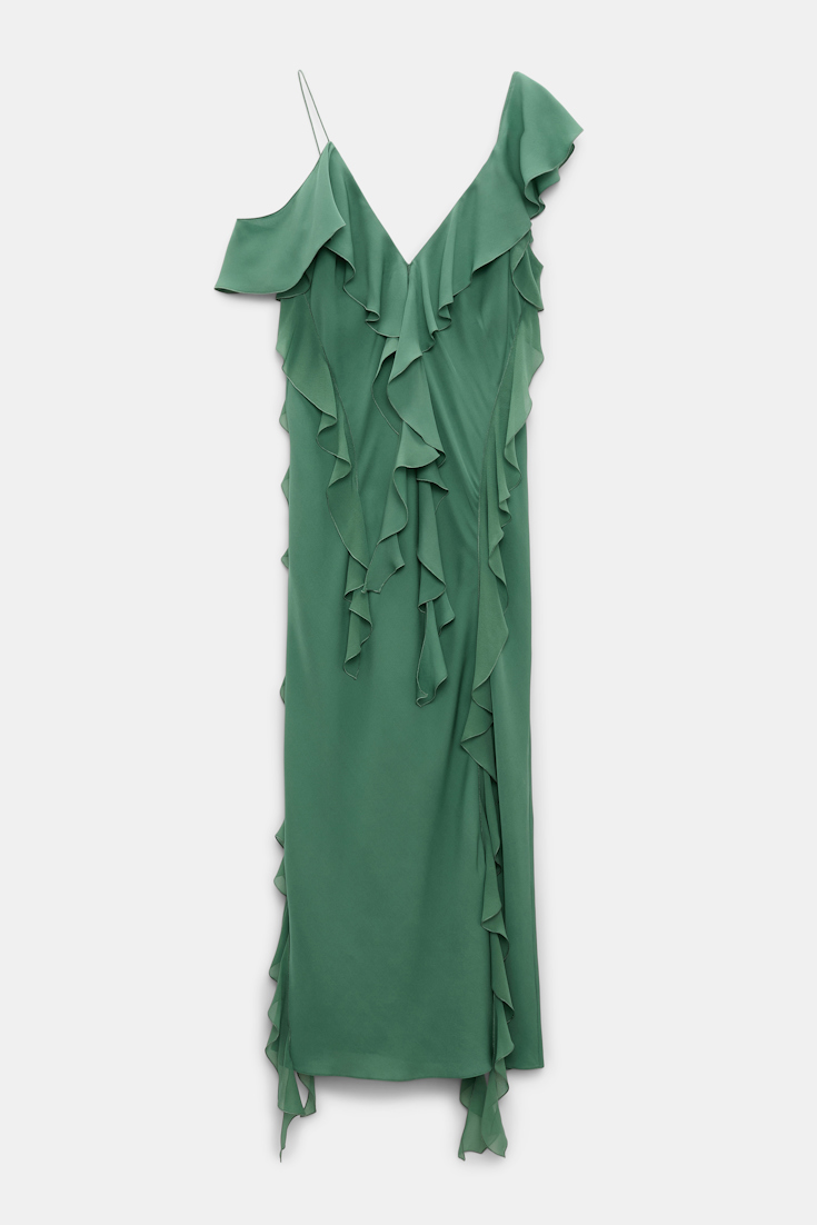 Dorothee Schumacher Slip-Dress mit Volants jade