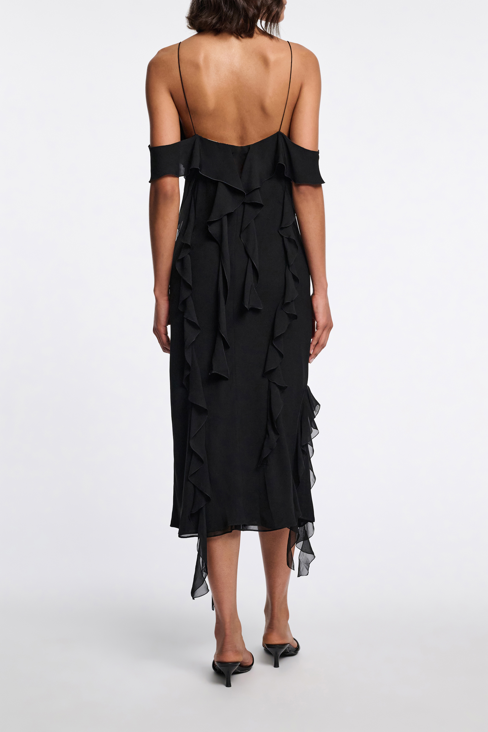 Dorothee Schumacher Silk georgette dress with ruffles pure black