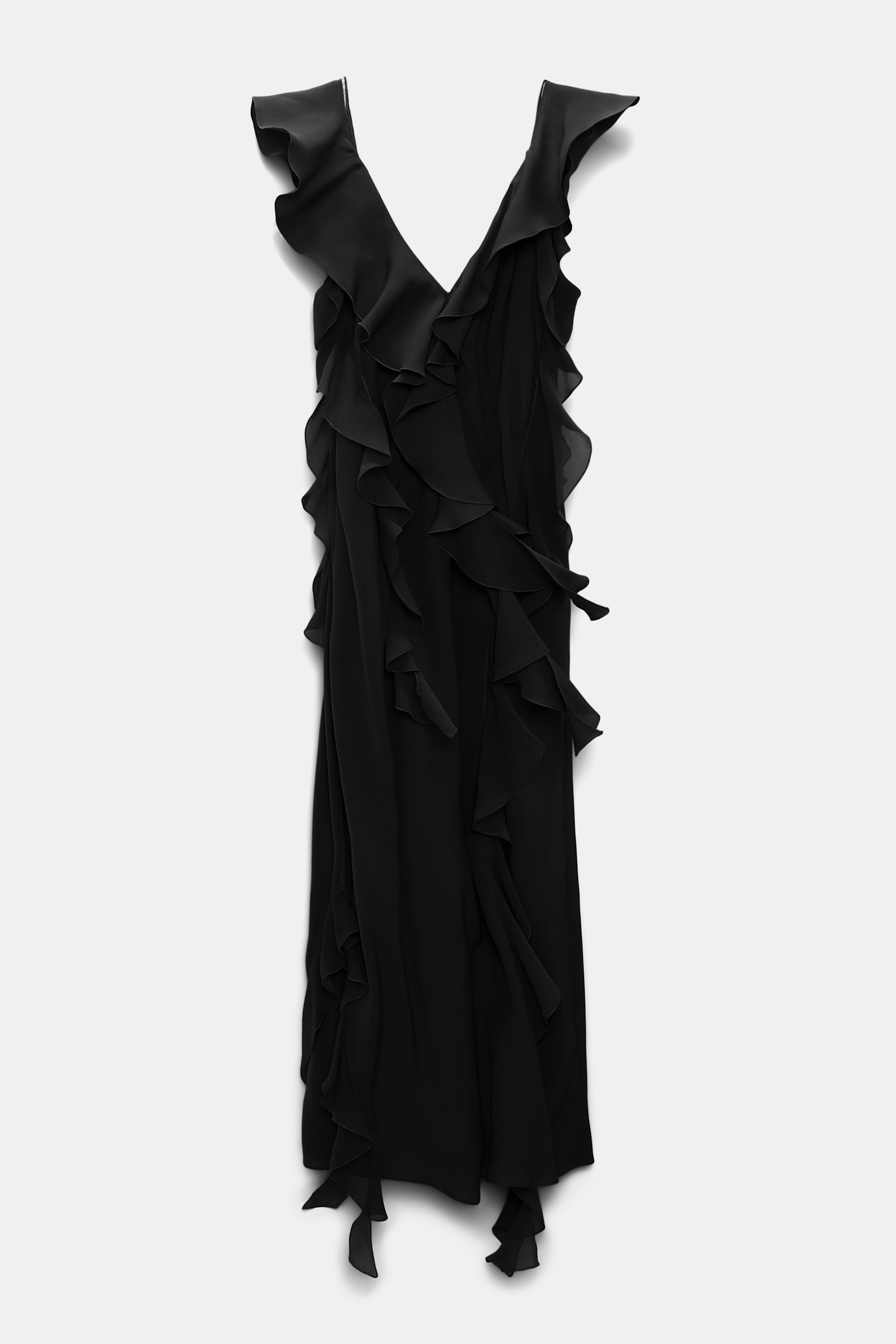 Dorothee Schumacher Silk georgette dress with ruffles pure black
