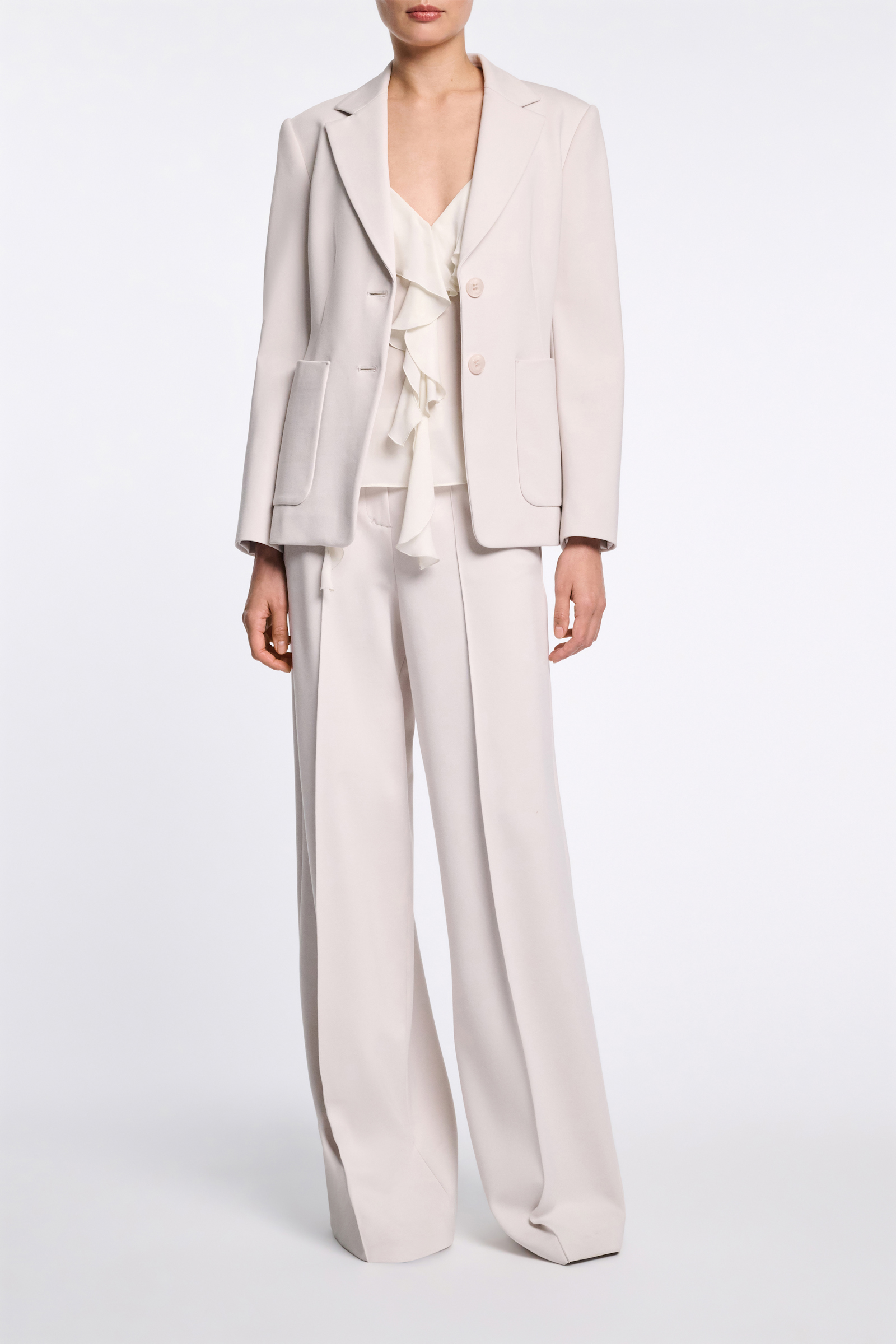 Dorothee Schumacher Silk georgette top with ruffles shadow white