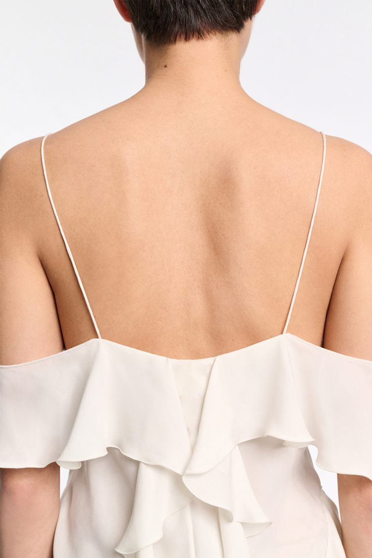 Dorothee Schumacher Silk georgette top with ruffles shadow white