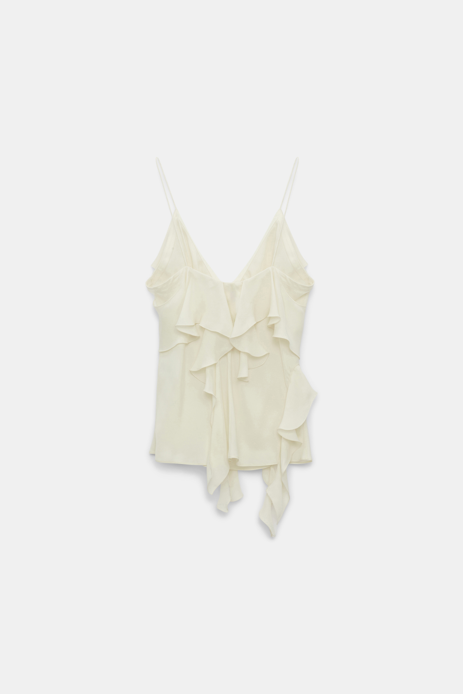 Dorothee Schumacher Silk georgette top with ruffles shadow white