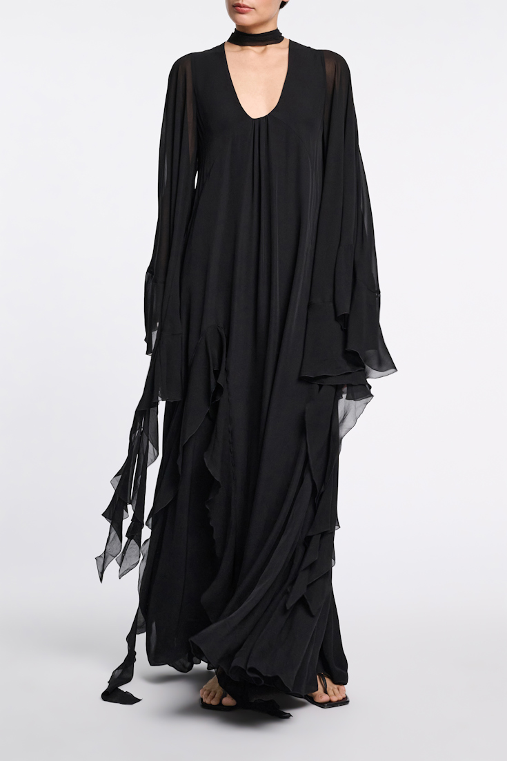 Dorothee Schumacher Maxikleid mit tiefem Rückenausschnitt pure black