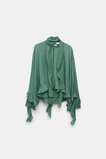 Dorothee Schumacher Cape Bluse mit abnehmbarem Schal-Detail jade