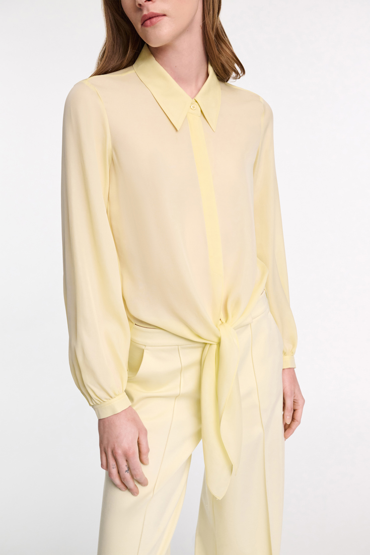 Dorothee Schumacher Bindebluse aus Seiden-Double-Georgette light lemon