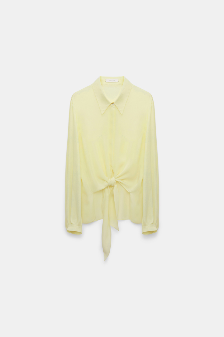 Dorothee Schumacher Bindebluse aus Seiden-Double-Georgette light lemon