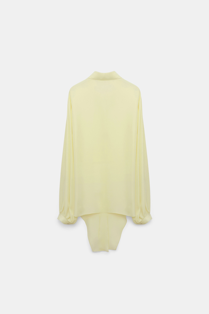 Dorothee Schumacher Bindebluse aus Seiden-Double-Georgette light lemon