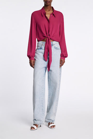 Dorothee Schumacher Bindebluse aus Seiden-Double-Georgette berry