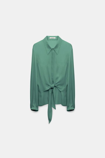 Dorothee Schumacher Bindebluse aus Seiden-Double-Georgette jade