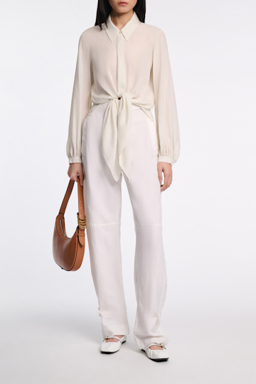 Dorothee Schumacher Bindebluse aus Seiden-Double-Georgette shadow white