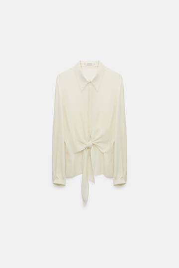 Dorothee Schumacher Bindebluse aus Seiden-Double-Georgette shadow white